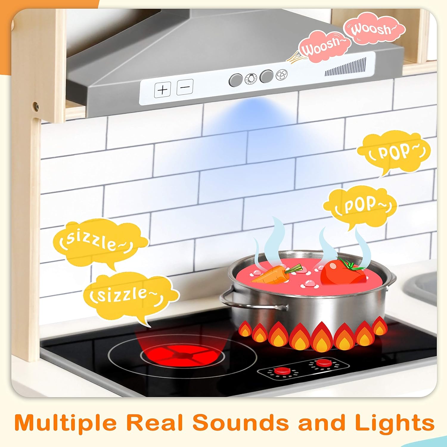 Children's small land play kitchen, wooden children's play kitchen toy set