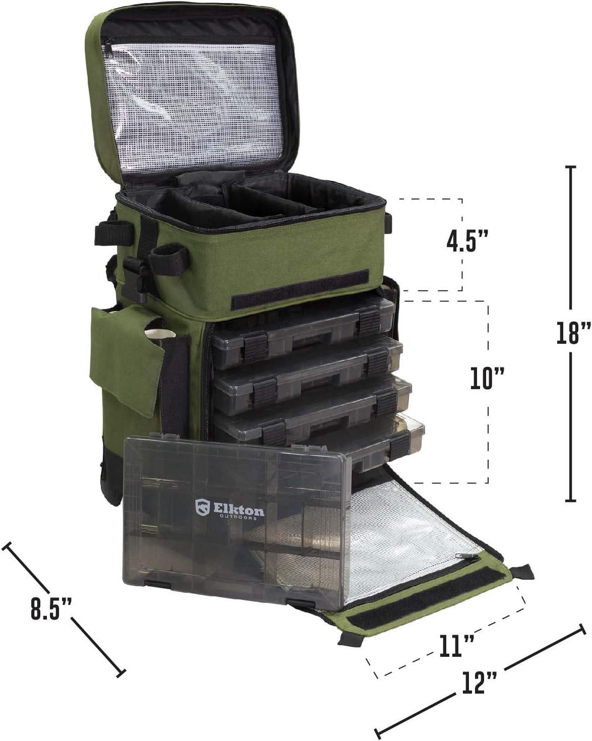 Elkton Outdoors Rolling Tackle Box with Wheels